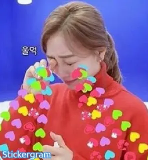 😭 울엄 女性, 泣く, 悲しい, ハート, 涙, 韓国 telegram sticker