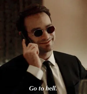 😏 Go to hell. Beleidigung, Fluch, Anruf, Person, Anzug telegram sticker