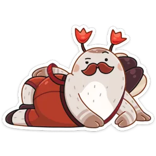 😏 cartoon, mustache, crab, character, funny, cute telegram sticker
