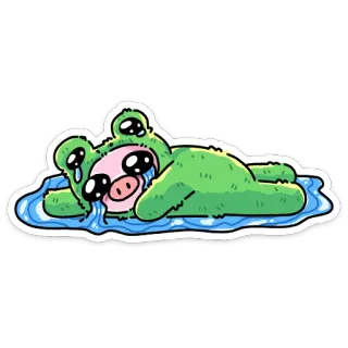 😭 青蛙, 哭, 伤心, 猪, 卡通, 贴纸 telegram sticker