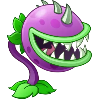 👄 pianta, mostro, cartone animato, viola, denti, spine whatsapp sticker