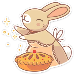 🥐 rabbit, bunny, pie, baking, apron, cute, cartoon telegram sticker