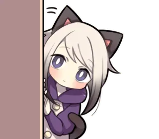 👀 Anime, Neko, Coup d'œil, Kawaii, Mignon, Dessin animé whatsapp sticker