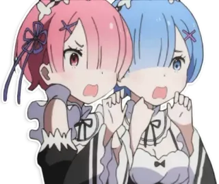😱 Rem and Ram Re:Zero anime, re zero, rem, ram, lindo, pegatina, gemelos telegram sticker