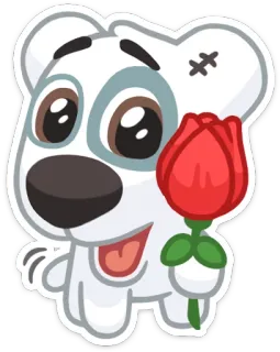 🌹 Dibujo animado, Oso, Rosa, Lindo, Animal whatsapp sticker