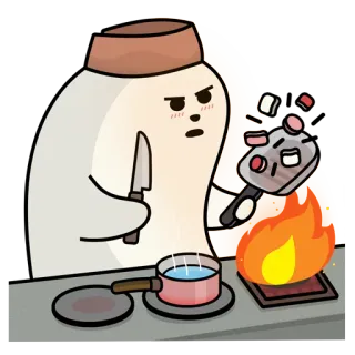 🔪 cucina, chef, cibo, cucina, cartoni animati, personaggio, illustrazione whatsapp sticker