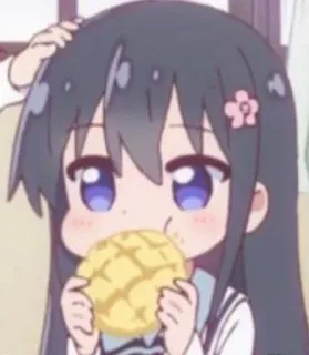 🍁 Anime, Ragazza, Carino, Manga, Cibo, Chibi telegram sticker