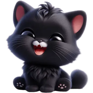 😂 gato, gatinho, gato preto, fofo, animal, desenho animado, adesivo whatsapp sticker