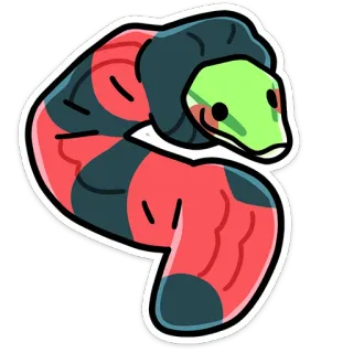 🐍 slang, cartoon, schattig, dier, rood, groen, reptiel telegram sticker
