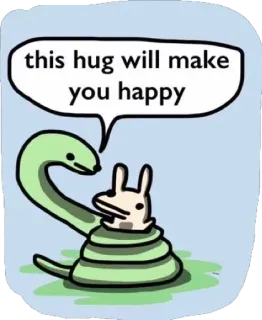 🙆‍♀ this hug will make you happy hug, happy, snake, rabbit, cute, cartoon telegram sticker