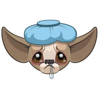 😷 chihuahua, cachorro, doente, bolsa de gelo, animal, triste, desenho animado whatsapp sticker