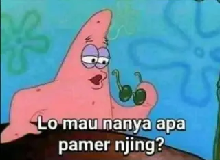➖ Patrick Star SpongeBob SquarePants Lo mau nanya apa pamer njing? Dessin animé, Bob l'éponge, Patrick l'étoile, Insulte, Meme telegram sticker