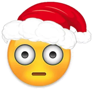 😳 Emoji, Natal, Topi Santa, Terkejut, Emotikon, Meriah telegram sticker