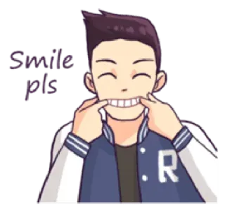😁 Smile pls smile, happy, man, cartoon, request telegram sticker