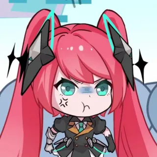 💖 アニメ, ちび, 怒り, 女の子, 赤髪, デジタルアート whatsapp sticker