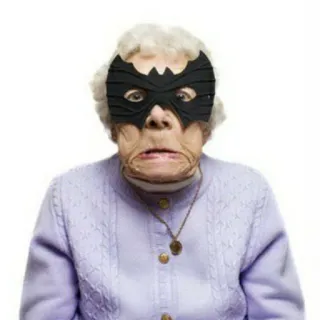 👹 nonna, maschera, batman, costume, divertente, anziano telegram sticker