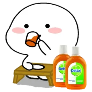 🙂 boisson, dessin animé, kawaii, Dettol, antiseptique telegram sticker