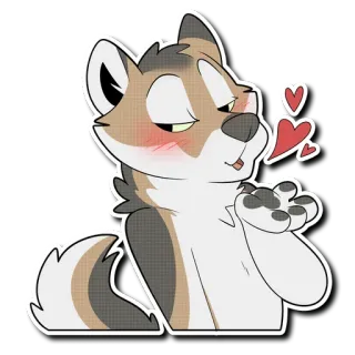 😘 Loup, Furry, Animal, Coeur, Baiser, Dessin animé, Mignon telegram sticker