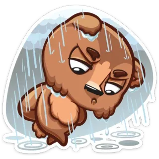 😞 naklejka, kreskówka, niedźwiedź, smutny, deszcz, nieszczęśliwy, melancholia telegram sticker