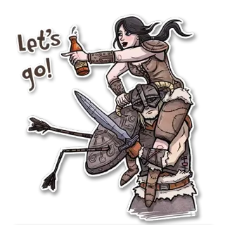 👈 Let's go! video game, panah, pedang, nord, skyrim, bonceng bahu, bir telegram sticker