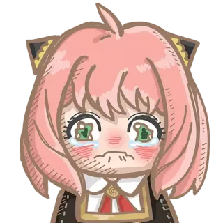 ☕ Anya Forger Spy x Family anime, menangis, sedih, kartun, karakter, gadis, imut telegram sticker