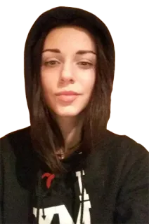 😕 mulher, moletom com capuz, retrato, jovem adulto telegram sticker