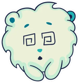 😧 cartoon, dizzy, exhausted, cute, sticker, fluffy telegram sticker
