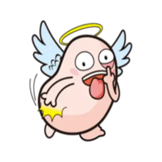 😜 cartoon, angel, middle finger, rude, offensive, funny, cheeky telegram sticker