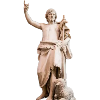 🐑 John the Baptist statue, religion, religious figure, art, sculpture, John the Baptist, Christianity, sheep telegram sticker