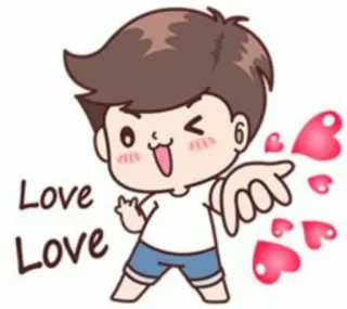 😍 Love Love 爱, 心, 卡通, 男孩, 爱意, 可爱 whatsapp sticker