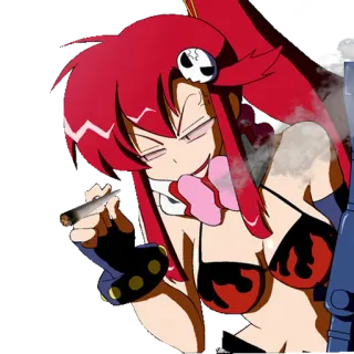 🚬 Yoko Littner Tengen Toppa Gurren Lagann anime, smoking, redhead, yoko littner, tengen toppa gurren lagann telegram sticker