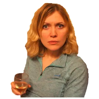 🙀 mujer, vino, rubia, retrato, copa, bebiendo whatsapp sticker