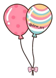 🎈 @dew_art 풍선, 귀여운, 미술, 분홍색, 파스텔 telegram sticker