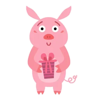🐷 cochon, animal, cadeau, présent, rose, dessin animé, mignon whatsapp sticker