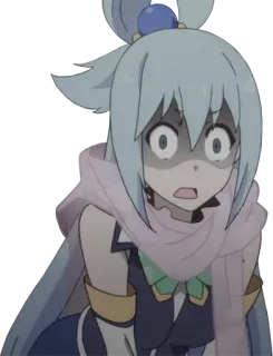 😰 Aqua KonoSuba อนิเมะ, อควา, Konosuba, ตลก, กลัว, ตกใจ, สาวอนิเมะ telegram sticker