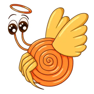 😇 蜗牛, 天使, 可爱, 卡通, 动物, 翅膀, 光环 telegram sticker