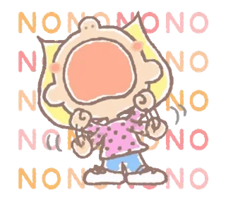💢 NO NO NO NO NO NO 喊叫, 卡通, 尖叫, 女孩, 不 whatsapp sticker