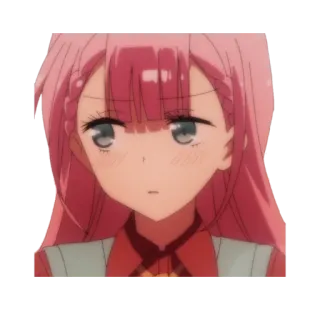 😞 anime, cô gái, tóc hồng, dễ thương, hoạt hình telegram sticker