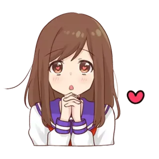 🥺 ragazza anime, carino, cuore, kawaii, cartone animato telegram sticker