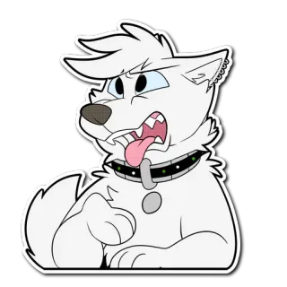 😨 hond, harig, dier, wit, cartoon telegram sticker