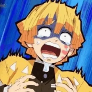 ⚡ Zenitsu Agatsuma Demon Slayer 애니메이션, 귀멸의 칼날, 젠이츠, 무서워, 울음, 표정 telegram sticker