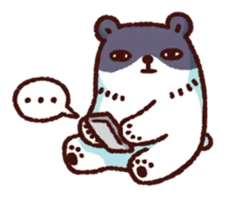 😱 곰, 동물, 만화, 귀여운, 앉아있는, 전화, 타자 telegram sticker