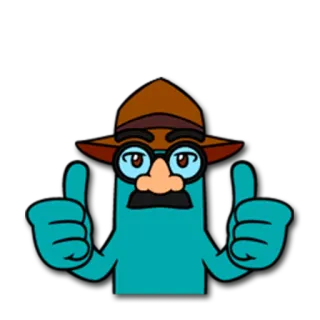 👍 Perry the Platypus Phineas and Ferb Perry l'ornitorinco, Phineas e Ferb, Cartone animato, Travestimento, Pollice in su telegram sticker