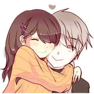 ❤️ Anime, Paar, Umarmung, Liebe, Süß, Cartoon, Romantisch telegram sticker