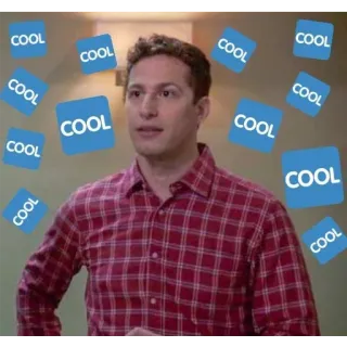 🆒 Jake Peralta Brooklyn Nine-Nine COOL ngầu, Brooklyn Nine-Nine, Jake Peralta, Andy Samberg, chương trình TV, hài telegram sticker