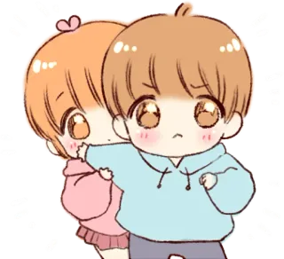 😠 Dessin animé, Anime, Couple, Kawaii, Mignon, Chibi, Doux telegram sticker