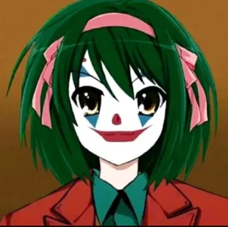 🤡 Joker anime, clown, Joker, Haruhi Suzumiya, crossover whatsapp sticker