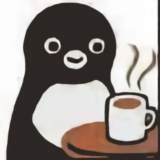 ☕️ pingouin, café, boisson, mignon, animal telegram sticker