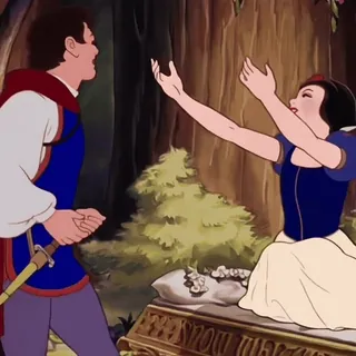 🧚♀ Snow White Snow White and the Seven Dwarfs Schneewittchen, Prinz, Märchen, Cartoon, Kuss, Disney Prinzessin telegram sticker
