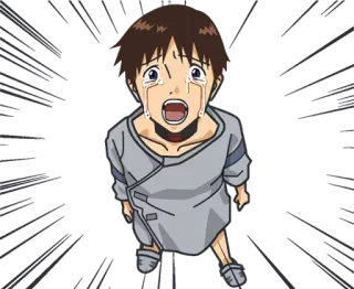 😭 Shinji Ikari Neon Genesis Evangelion anime, crying, shocked, distressed telegram sticker